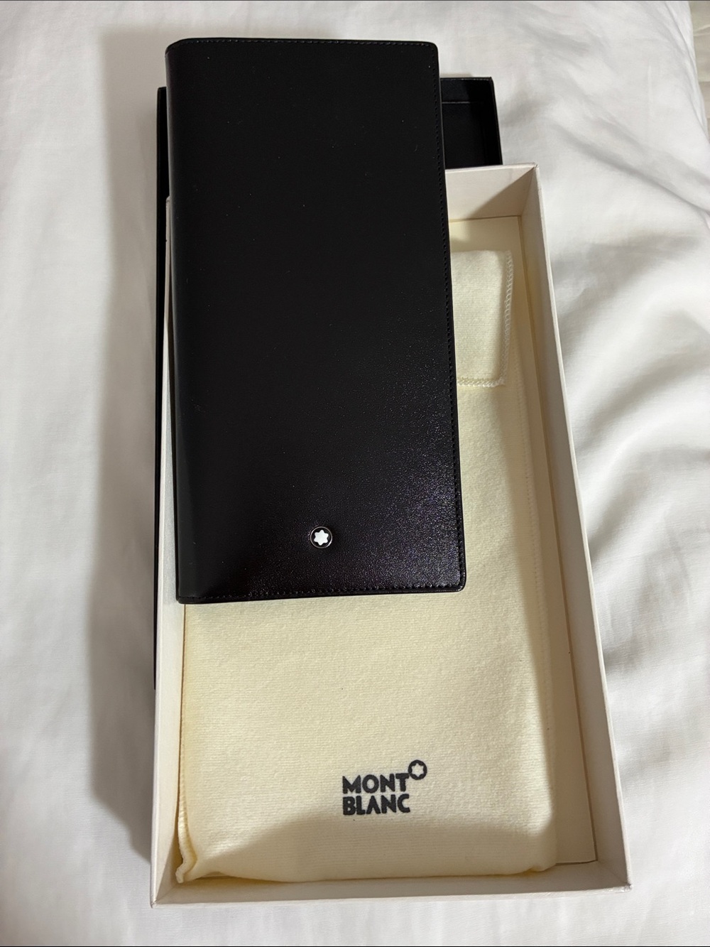 Montblanc Black Leather Long Billfold with Signature Star Emblem